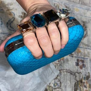 Faux snakeskin ring purse